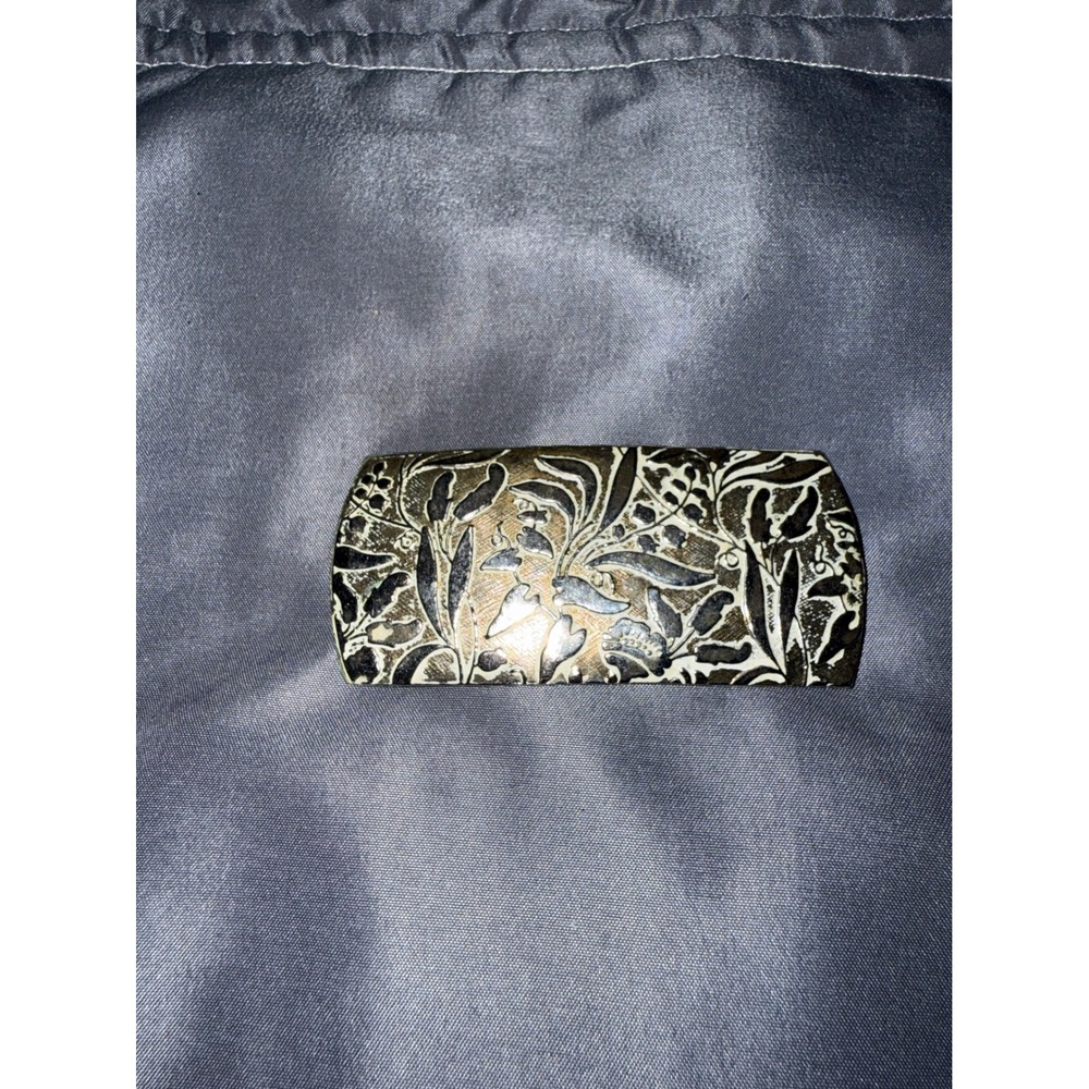 Vintage silver  Tone Floral Embossed Metal Hair Barrette French Clip Accessory